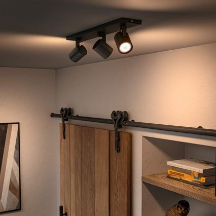 Philips - LED Prigušiva reflektorska lampa Hue RUNNER 3xGU10/4,2W/230V 2200-6500K + Daljinski upravljač crno