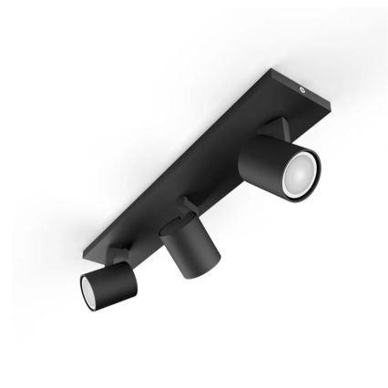 Philips - LED Prigušiva reflektorska lampa Hue RUNNER 3xGU10/4,2W/230V 2200-6500K + Daljinski upravljač crno