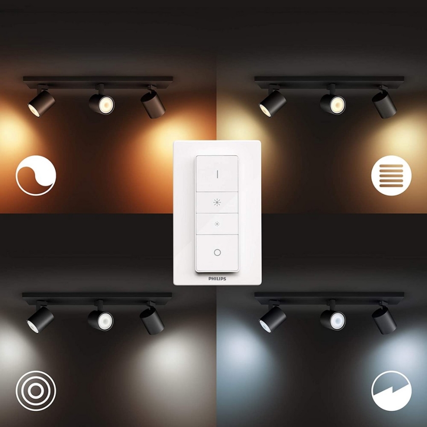 Philips - LED Prigušiva reflektorska lampa Hue RUNNER 3xGU10/4,2W/230V 2200-6500K + Daljinski upravljač crno