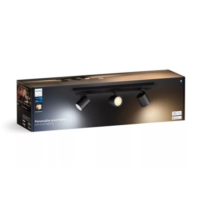Philips - LED Prigušiva reflektorska lampa Hue RUNNER 3xGU10/4,2W/230V 2200-6500K + Daljinski upravljač crno