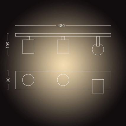 Philips - LED Prigušiva reflektorska lampa Hue RUNNER 3xGU10/4,2W/230V 2200-6500K + Daljinski upravljač crno