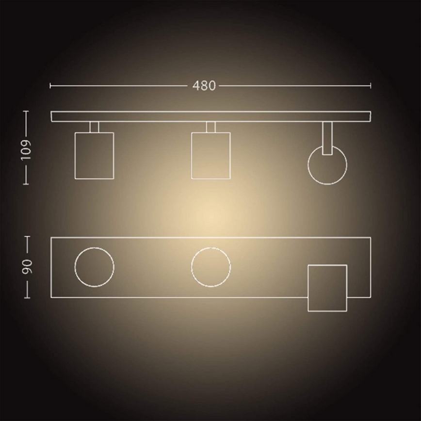 Philips - LED Prigušiva reflektorska lampa Hue RUNNER 3xGU10/4,2W/230V 2200-6500K + Daljinski upravljač crno