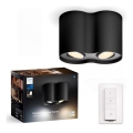 Philips - LED prigušiva reflektorska svetiljka Hue PILLAR 2xGU10/4,2W/230V 2200-6500K + daljinski upravljač crna
