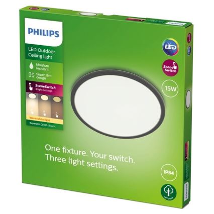 Philips - LED prigušiva spoljašnja svetiljka SUPERSLIM SCENE SWITCH LED/15W/230V IP54 crna