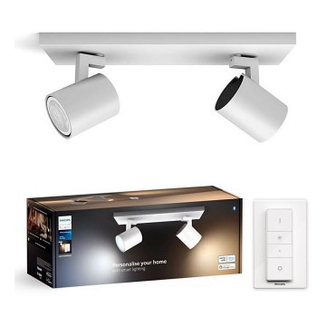 Philips - LED prigušiva spot svetiljka Hue RUNNER 2xGU10/4,2W/230V 2200-6500K + daljinski upravljač bela
