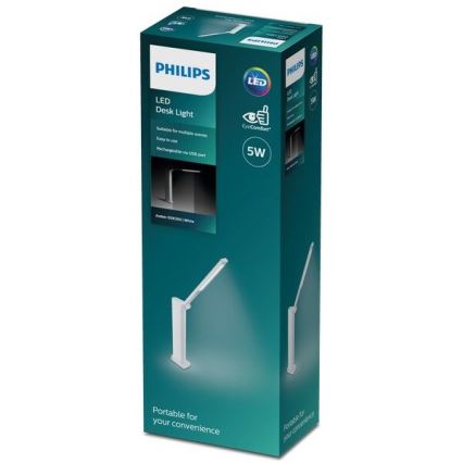 Philips - LED Prigušiva stona lampa na dodir AMBER LED/5W/5V 1800 mAh bela