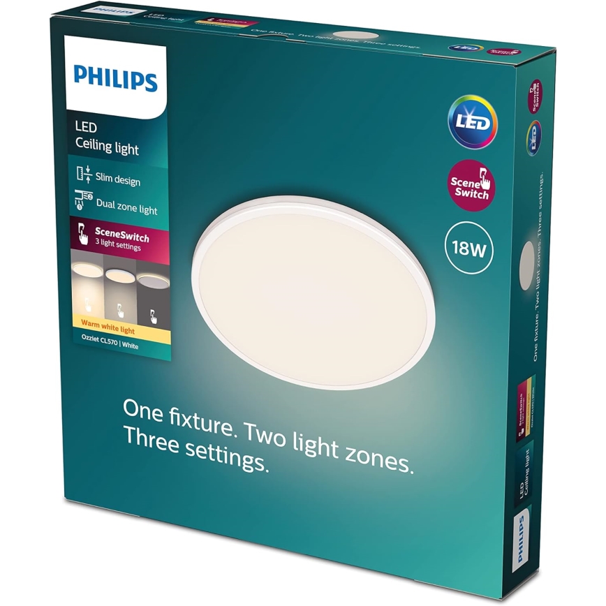 Philips - LED prigušiva plafonsko svetlo SCENE SWITCH LED/18W/230V Ø 30 cm 2700K belo