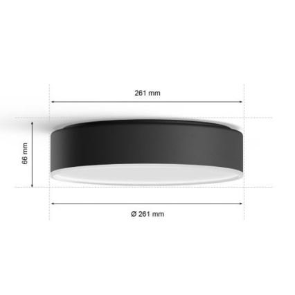 Philips - LED prigušiva stropno svetlo Hue LED/9,6W/230V 2200-6500K preč. 261 mm crna + daljinski upravljač