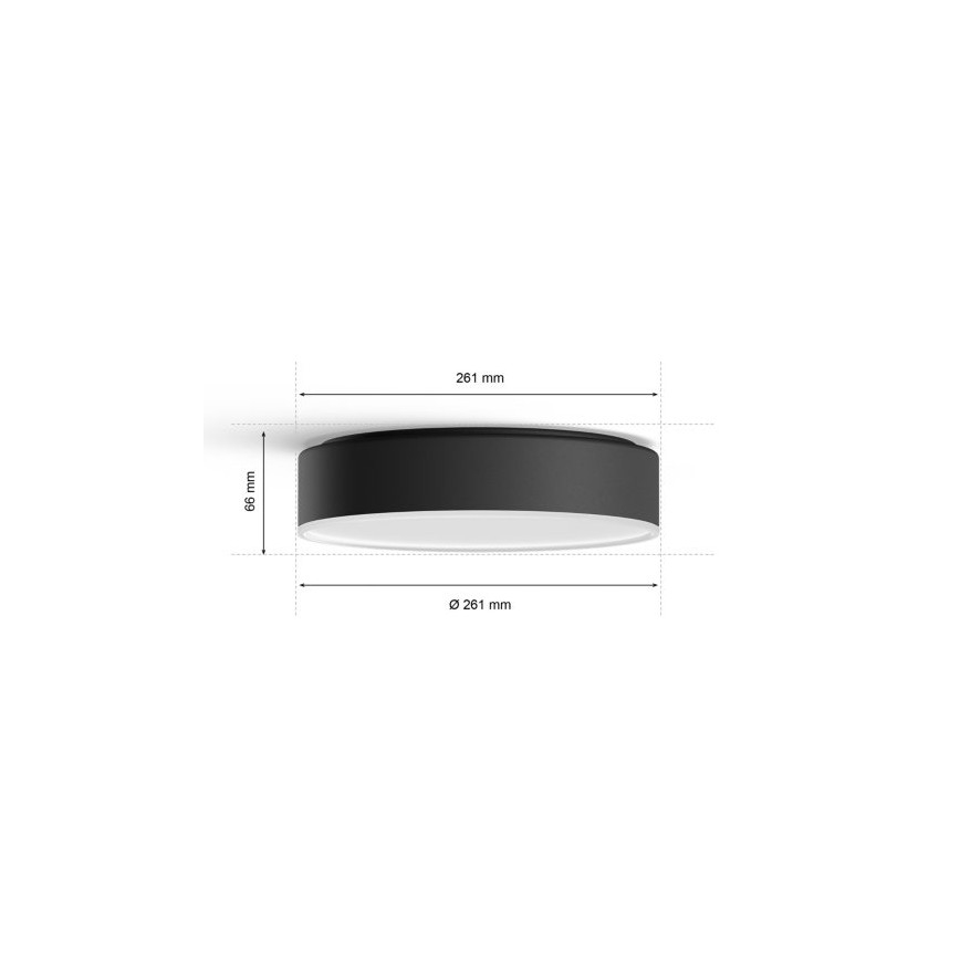 Philips - LED prigušiva stropno svetlo Hue LED/9,6W/230V 2200-6500K preč. 261 mm crna + daljinski upravljač