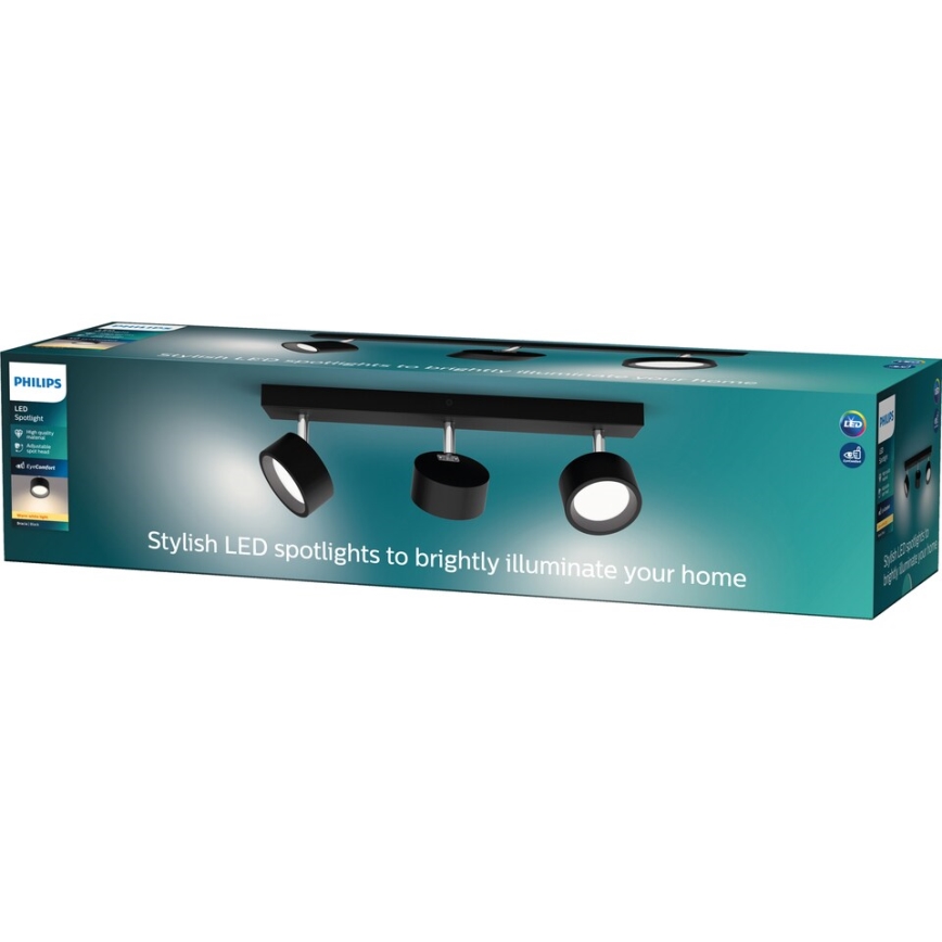 Philips - LED Reflektorska lampa 3xLED/5,5W/230V crno