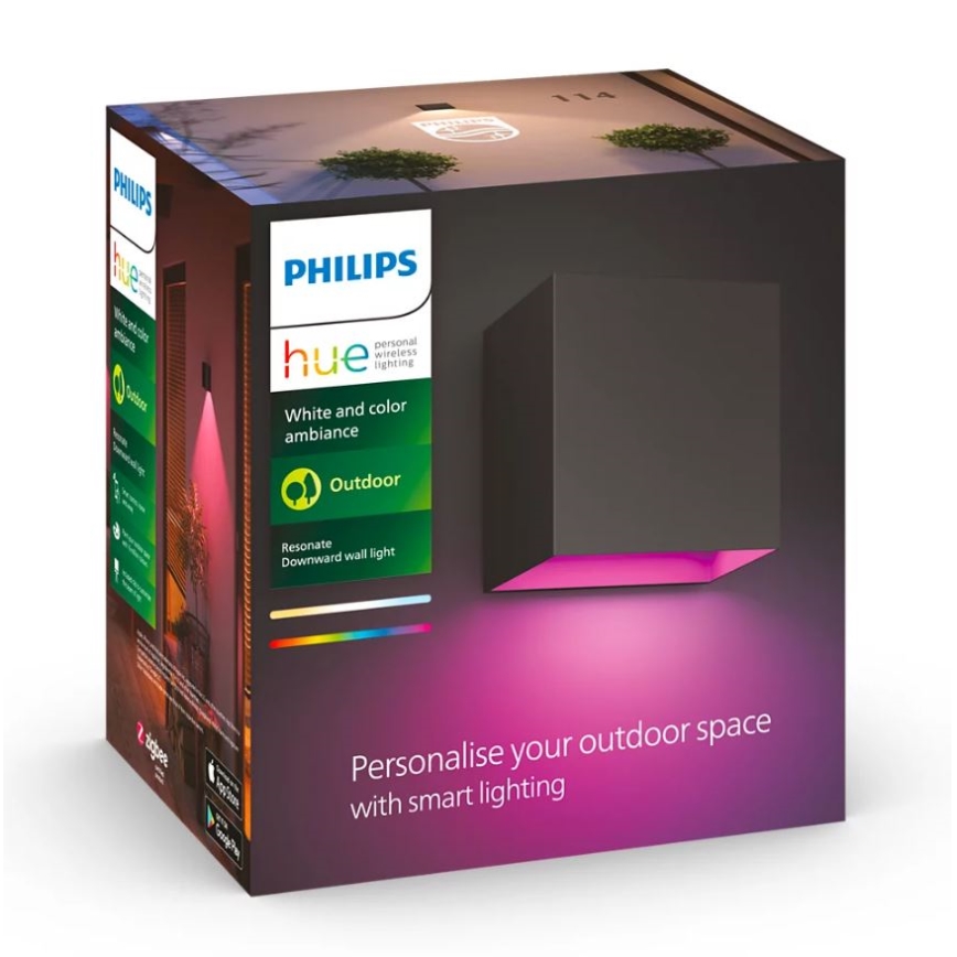 Philips - LED RGBW Prigušiva spoljašnja zidna lampa Hue RESONATE LED/8W/230V 2000–6500K IP44