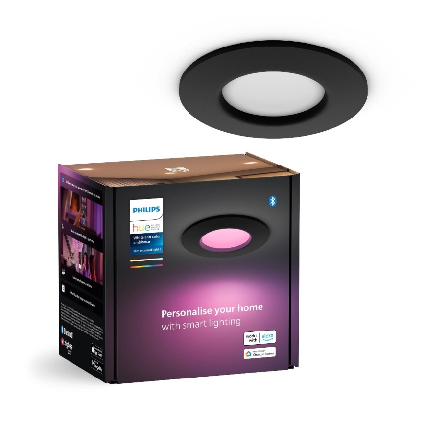 Philips - LED RGBW Prigušiva ugradbena lampa za kupatilo Hue SLIM LED/8,3W/230V 2000-6500K IP44 crno