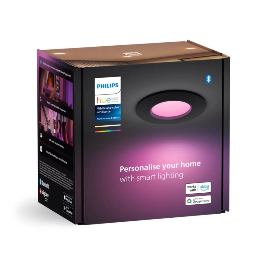 Philips - LED RGBW Prigušiva ugradbena lampa za kupatilo Hue SLIM LED/8,3W/230V 2000-6500K IP44 crno