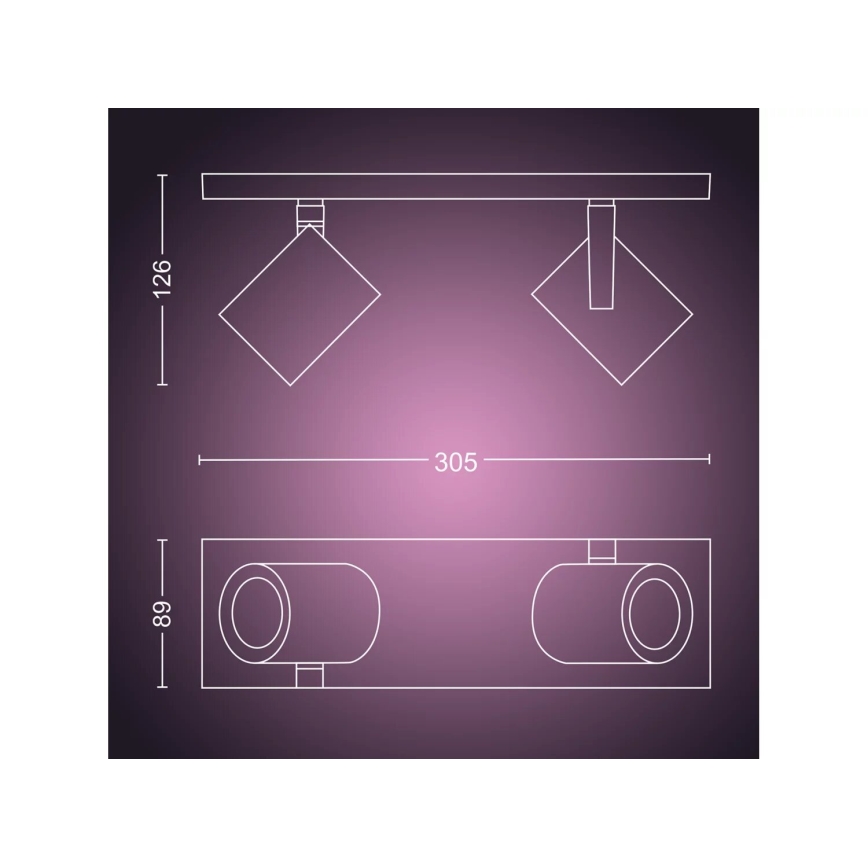Philips - LED RGBW Prigušivo reflektorsko svetlo Hue ARGENTA 2xGU10/4,2W/230V 2000-6500K