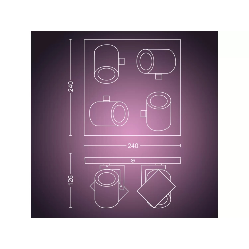 Philips - LED RGBW Prigušivo reflektorsko svetlo Hue ARGENTA 4xGU10/4,2W/230V 2000-6500K