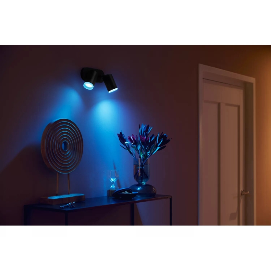 Philips - LED RGBW Prigušivo reflektorsko svetlo Hue FUGATO 2xGU10/4,2W/230V 2000-6500K crno