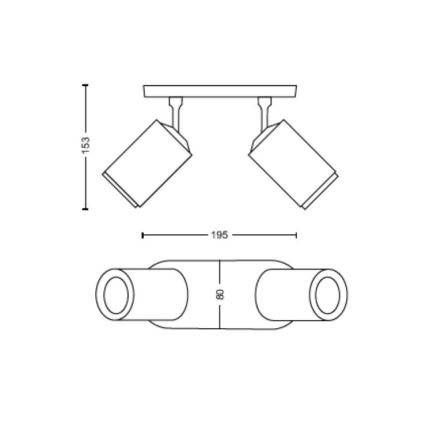 Philips - LED RGBW Prigušivo reflektorsko svetlo Hue FUGATO 2xGU10/4,2W/230V 2000-6500K crno