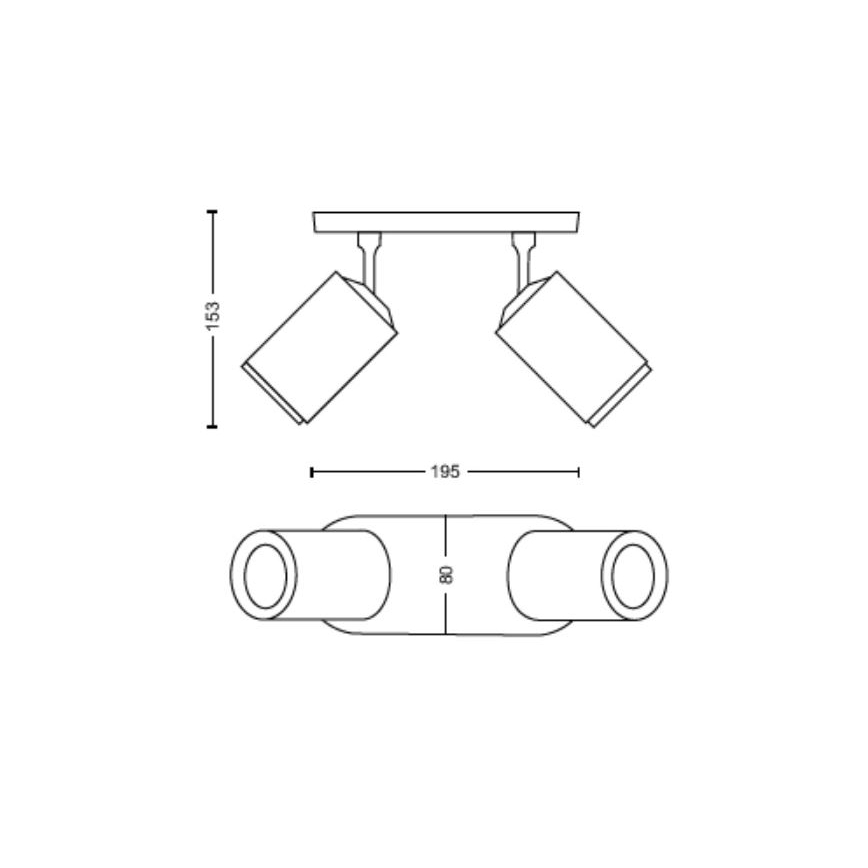 Philips - LED RGBW Prigušivo reflektorsko svetlo Hue FUGATO 2xGU10/4,2W/230V 2000-6500K crno