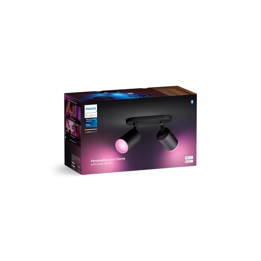Philips - LED RGBW Prigušivo reflektorsko svetlo Hue FUGATO 2xGU10/4,2W/230V 2000-6500K crno