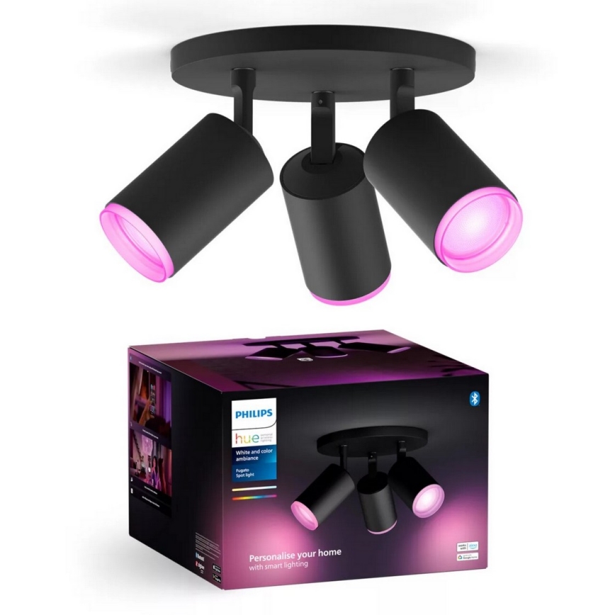 Philips - LED RGBW Prigušivo reflektorsko svetlo Hue FUGATO 3xGU10/4,2W/230V 2000-6500K crno