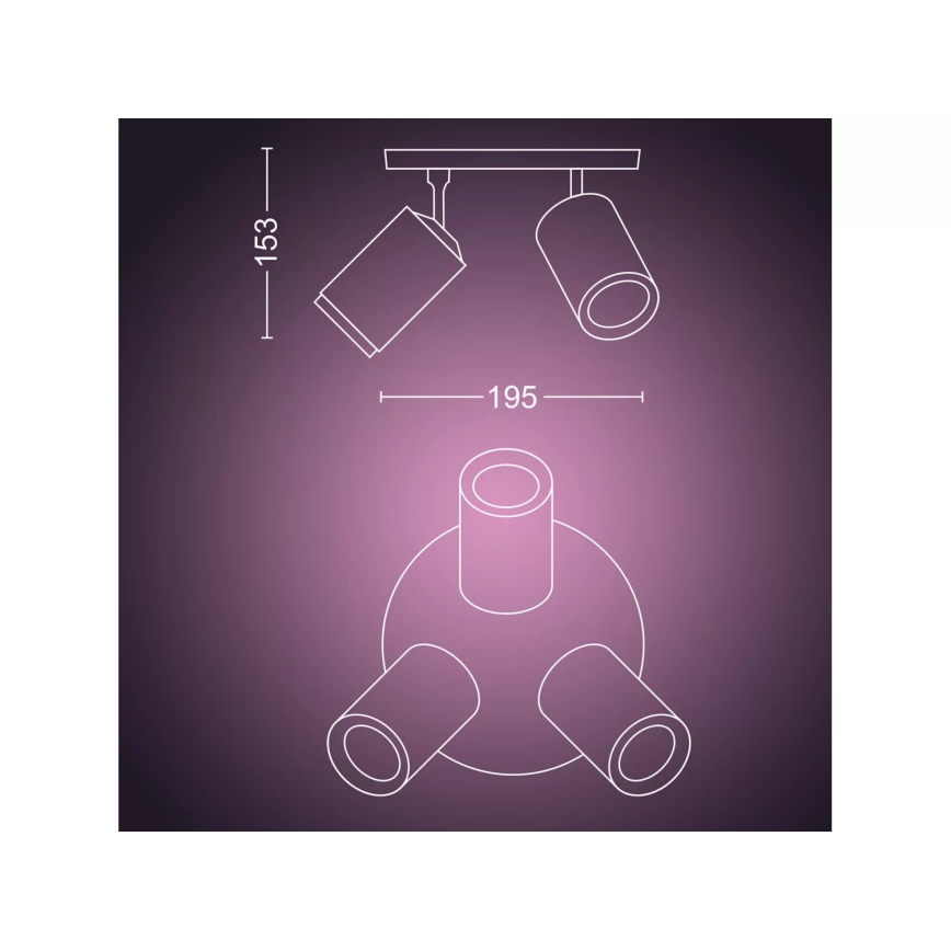 Philips - LED RGBW Prigušivo reflektorsko svetlo Hue FUGATO 3xGU10/4,2W/230V 2000-6500K bela