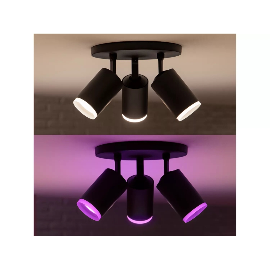 Philips - LED RGBW Prigušivo reflektorsko svetlo Hue FUGATO 3xGU10/4,2W/230V 2000-6500K crno