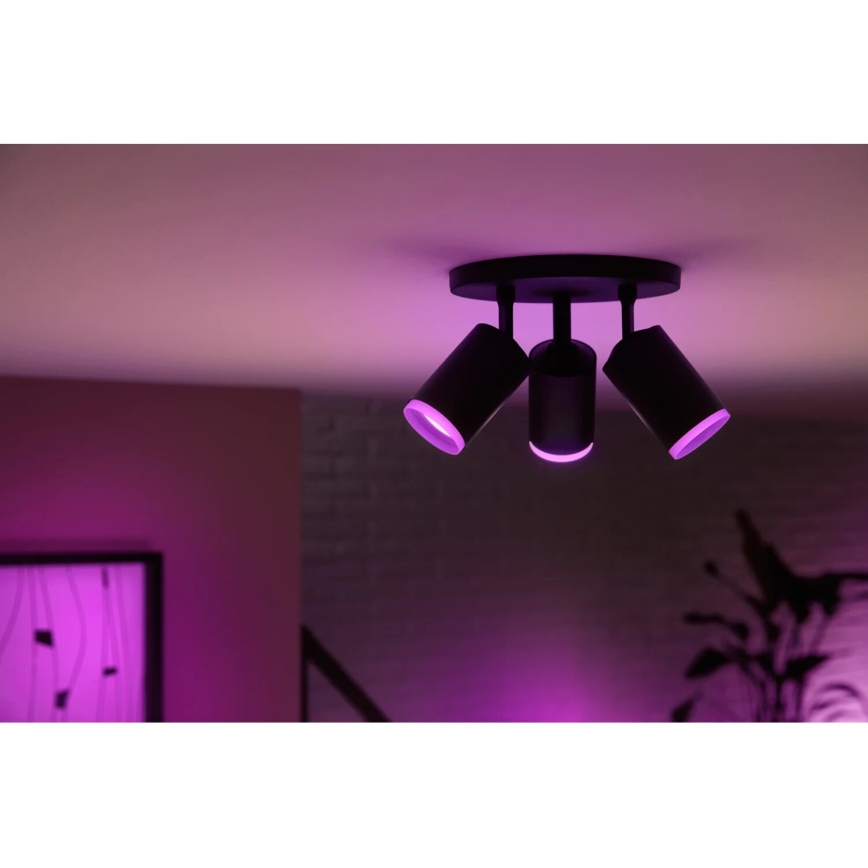 Philips - LED RGBW Prigušivo reflektorsko svetlo Hue FUGATO 3xGU10/4,2W/230V 2000-6500K crno