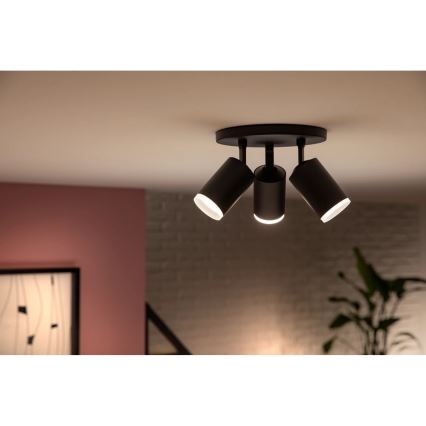 Philips - LED RGBW Prigušivo reflektorsko svetlo Hue FUGATO 3xGU10/4,2W/230V 2000-6500K crno