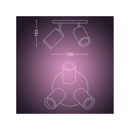 Philips - LED RGBW Prigušivo reflektorsko svetlo Hue FUGATO 3xGU10/4,2W/230V 2000-6500K crno