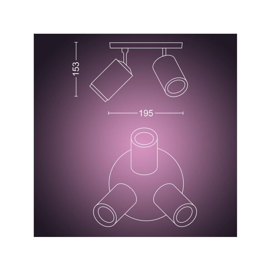 Philips - LED RGBW Prigušivo reflektorsko svetlo Hue FUGATO 3xGU10/4,2W/230V 2000-6500K crno