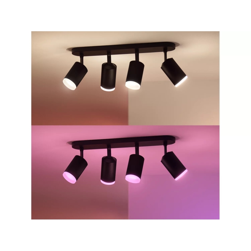 Philips - LED RGBW Prigušivo reflektorsko svetlo Hue FUGATO 4xGU10/4,2W/230V 2000-6500K crno