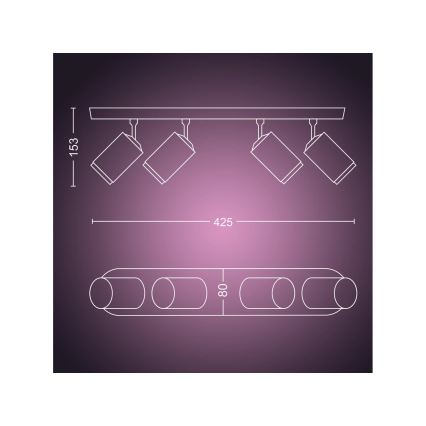 Philips - LED RGBW Prigušivo reflektorsko svetlo Hue FUGATO 4xGU10/4,2W/230V 2000-6500K crno