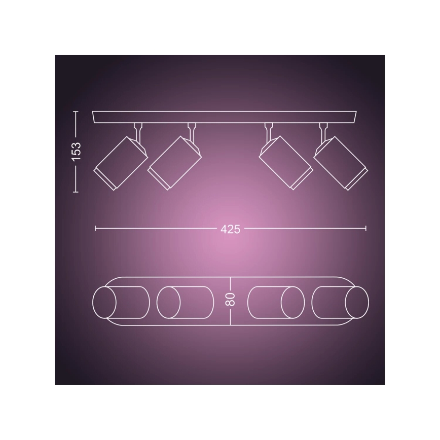 Philips - LED RGBW Prigušivo reflektorsko svetlo Hue FUGATO 4xGU10/4,2W/230V 2000-6500K crno