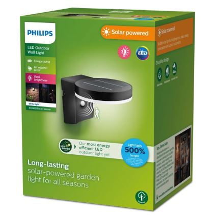 Philips - LED Solarna zidna lampa sa senzorom ZONAL LED/1,3W/3,7V 2500 mAh IP44
