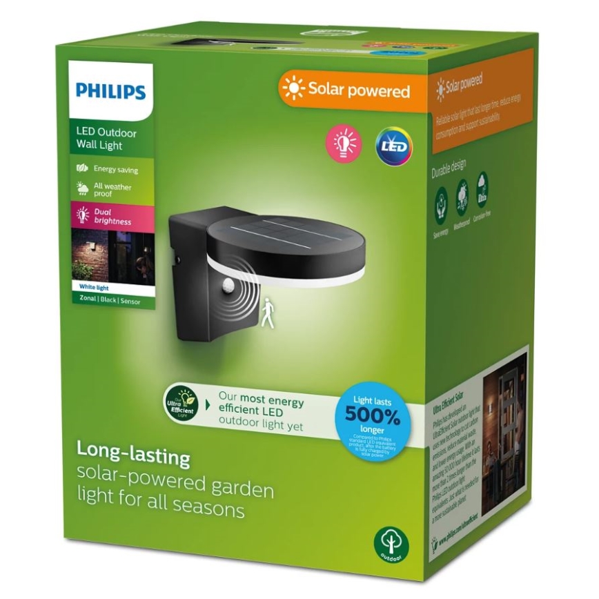 Philips - LED Solarna zidna lampa sa senzorom ZONAL LED/1,3W/3,7V 2500 mAh IP44