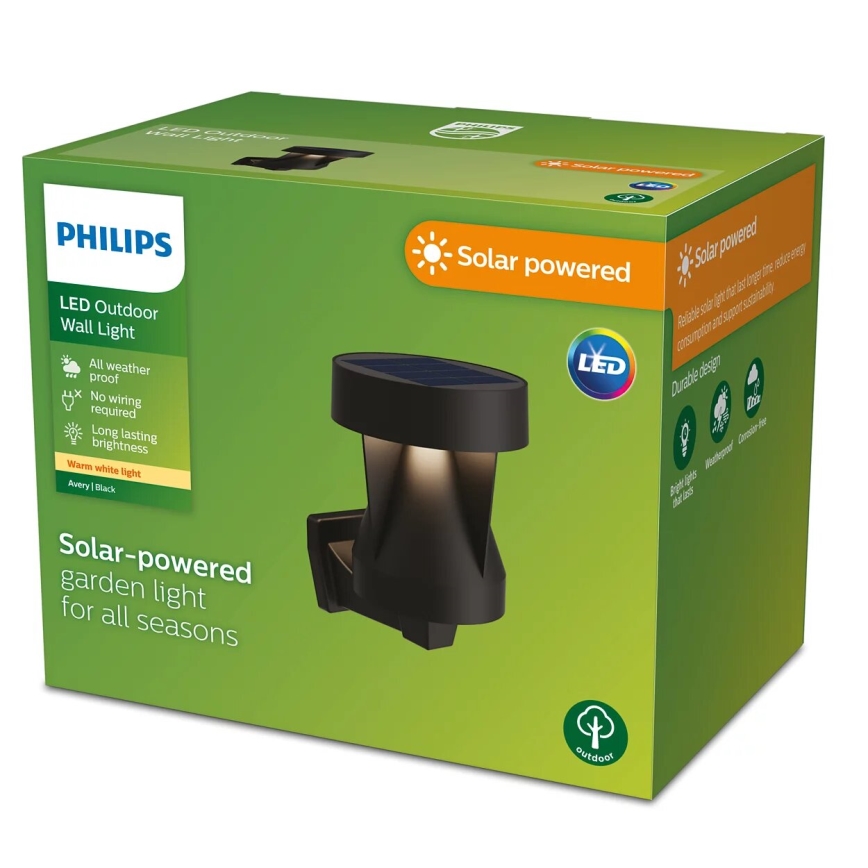 Philips - LED Solarna zidna rasveta AVERY LED/1,8W/3,7V 2600 mAh 2700K IP44