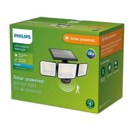 Philips -  LED Solarni zidni reflektor sa senzorom NYSIL 3xLED/8,7W/3,7V 2000 mAh IP65