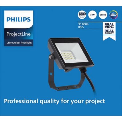 Philips - LED spoljašnji reflektor PROJECTLINE LED/20W/230V IP65 3000K