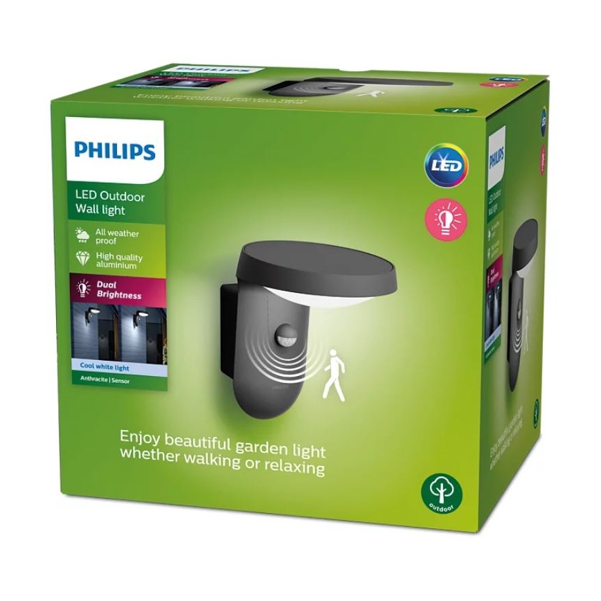 Philips - LED spoljašnje zidno svetlo sa senzorom LED/9W/230V 4000K IP44