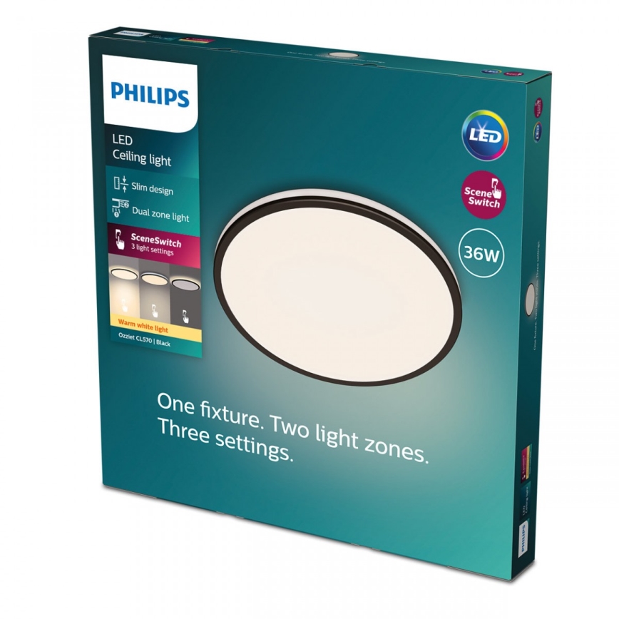 Philips - LED prigušiva stropno svetlo SCENE SWITCH LED/36W/230V pr. 50 cm 2700K crno