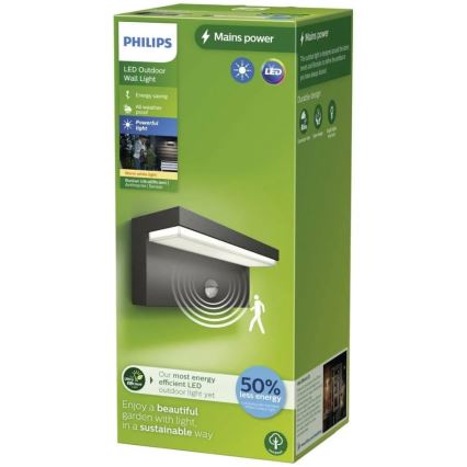Philips - LED Zidno spoljašnje osvetljenje sa senzorom BUSTAN LED/3,8W/230V 2700K IP44