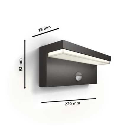 Philips - LED Zidno spoljašnje osvetljenje sa senzorom BUSTAN LED/3,8W/230V 2700K IP44