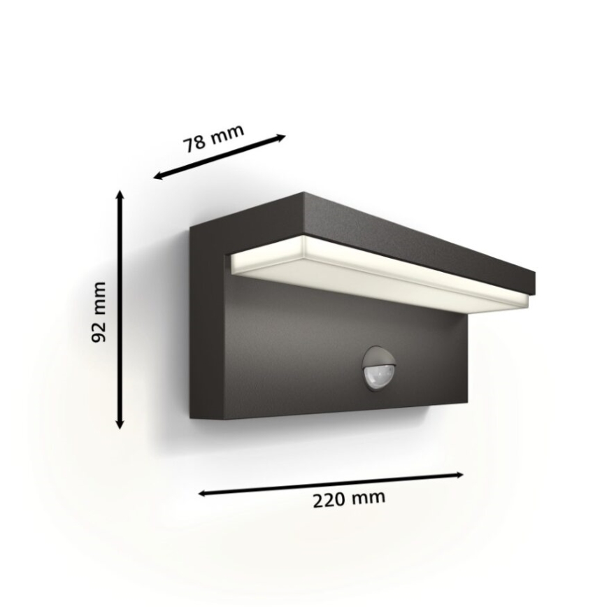 Philips - LED Zidno spoljašnje osvetljenje sa senzorom BUSTAN LED/3,8W/230V 2700K IP44