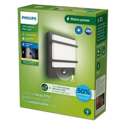 Philips - LED Zidno spoljašnje osvetljenje sa senzorom PETRONIA LED/3,8W/230V IP44
