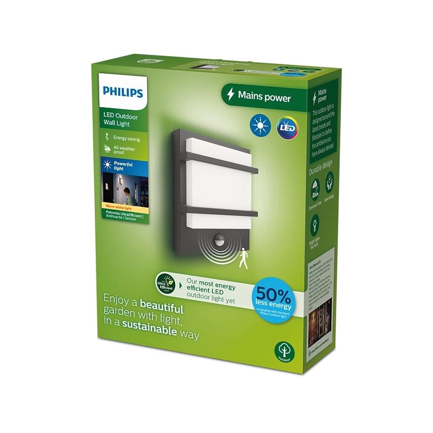 Philips - LED Zidno spoljašnje osvetljenje sa senzorom PETRONIA LED/3,8W/230V IP44