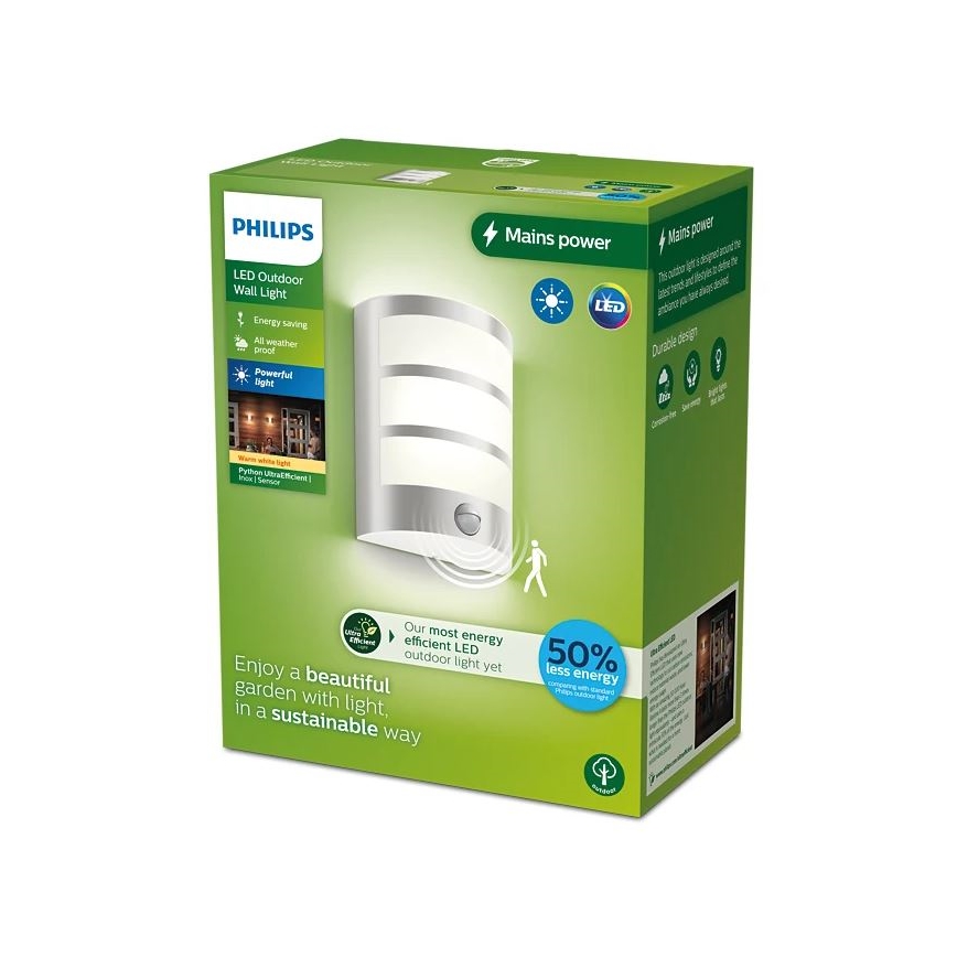 Philips - LED Zidno spoljašnje osvetljenje sa senzorom PYTHON LED/3,8W/230V IP44