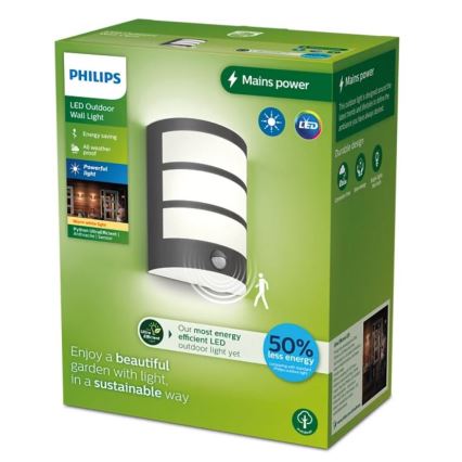 Philips - LED Zidno spoljašnje osvetljenje sa senzorom PYTHON LED/3,8W/230V IP44