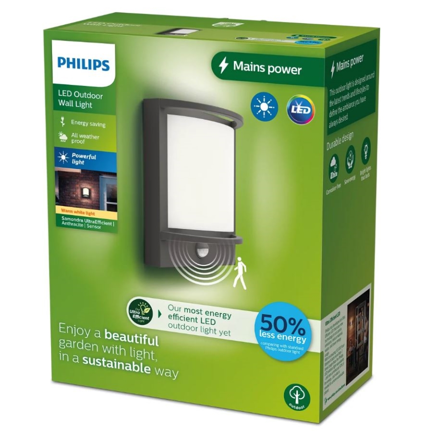 Philips - LED Zidno spoljašnje osvetljenje sa senzorom SAMONDRA LED/3,8W/230V IP44