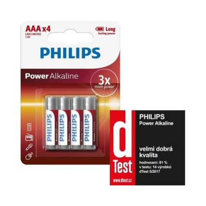 Philips LR03P4B/10 - 4 kom alkalna AAA baterija POWER ALKALINE 1,5V 1150mAh