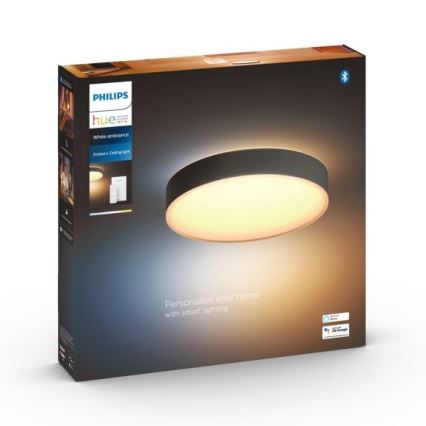 Philips - LED prigušiva plafonska svetiljka Hue LED/33,5W/230V 2200-6500K prečnik 425 mm crna + daljinski upravljač